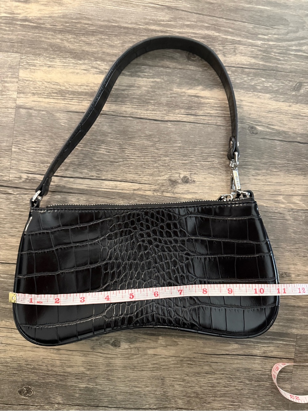 Eva Shoulder Bag - Black Croc-Embossed Finish - Picture 3 of 3
